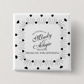 Doodle Hearts Frame Script Wedding Vierkante Button 5,1 Cm (Voorkant)