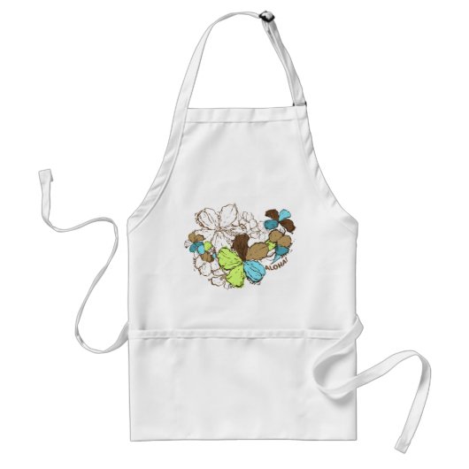 Doodle Hibiscus Chef's Apron Standaard Schort (Voorkant)