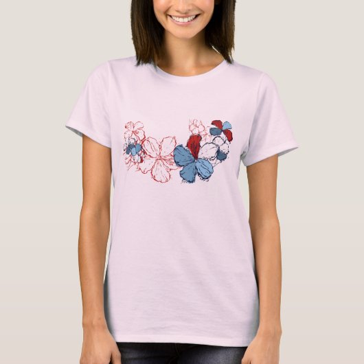 Doodle Hibiscus Dames T-shirt (Voorkant)