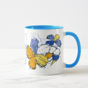 "Doodle Hibiscus" Mok in blauw