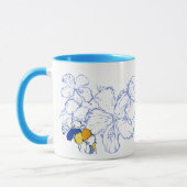 "Doodle Hibiscus" Mok in blauw (Links)