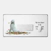 Doodle hond in bladeren bureaumat (Keyboard & Muis)