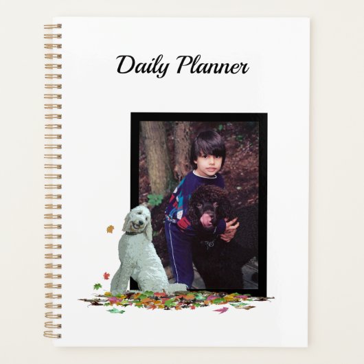 Doodle hond in bladeren dagelijkse planner met fot (Voorkant)