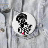 Doodle hond liefde ronde button 4,0 cm (In situ)