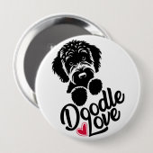 Doodle hond liefde ronde button 4,0 cm (Voorkant /achterkant)