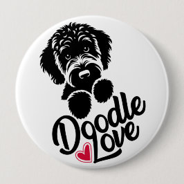 Doodle hond liefde ronde button 4,0 cm