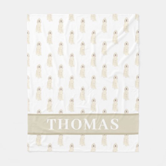 Doodle III (Crème Wit) Fleece Deken (Voorkant)