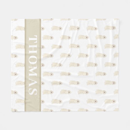 Doodle III (Crème Wit) Fleece Deken (Voorkant (Horizontaal))