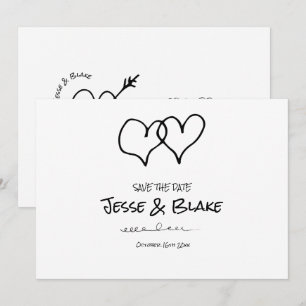 Doodle Illustraties Trouwen in Zwart en Wit Save The Date