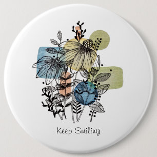 Doodle in inkt en Waterverf Ronde Button 6,0 Cm