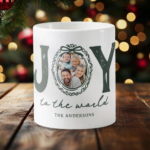 Doodle Joy to the World Foto van Kerstmis Koffiemok