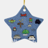 Doodle Jump Kerstster Keramisch Ornament (Achterkant)