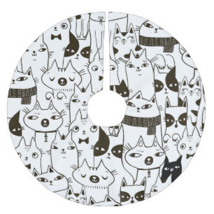 Doodle katten: grappig naadloos patroon. kerstboom rok