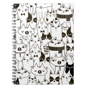 Doodle katten: grappig naadloos patroon. notitieboek
