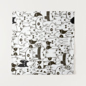 Doodle katten: grappig naadloos patroon. wandkleed (Voorkant (horizontaal))