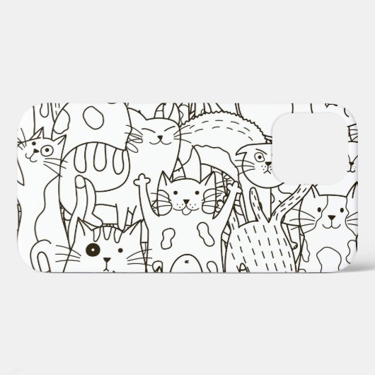 Doodle katten: zwart en wit. Case-Mate iPhone case (Achterkant (horizontaal))
