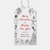 Doodle Kerstcadeau Label Eigenzinnige Hand Draw Va Cadeaulabel (Voorkant)