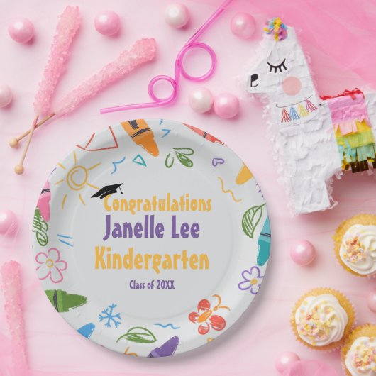 Doodle Kindergarten Afstudeerfeest Papieren Bordje (Feest)