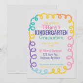 Doodle Kindergarten Uitnodiging voor afstudeerfees (Voorkant / Achterkant)