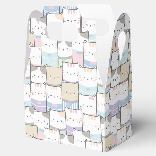 Doodle Kitten Faces Pattern Bedankdoosjes (Geopend)