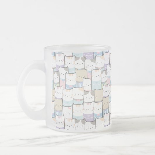 Doodle Kitten Faces Pattern Matglas Koffiemok (Links)