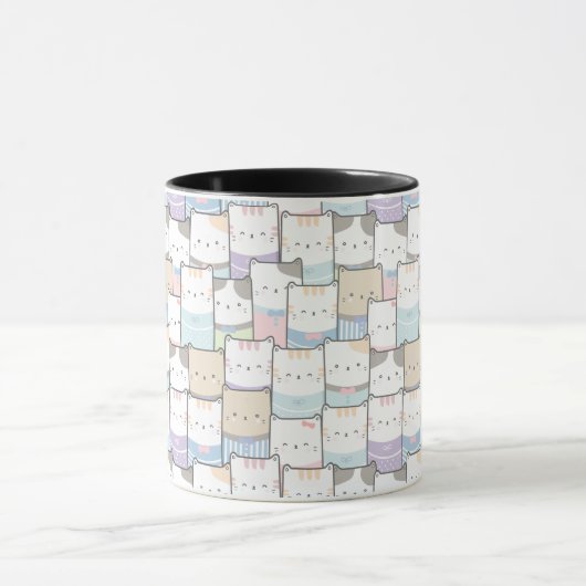 Doodle Kitten Faces Pattern Mok (Midden)