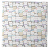 Doodle Kitten Faces Pattern Tegeltje (Voorkant)