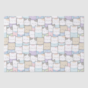 Doodle Kitten Faces Pattern Tissuepapier