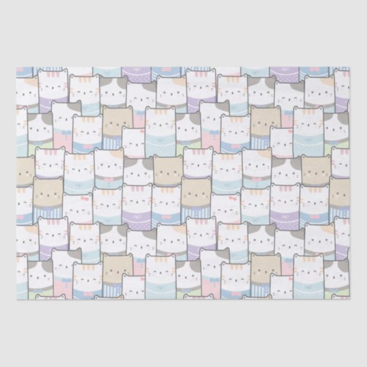 Doodle Kitten Faces Pattern Tissuepapier (Voorkant)