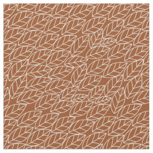 Doodle Leaves Roest en Lichtgrijs (bijna wit) Stof