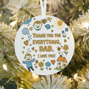 Doodle liefde voor papa print-"Dank je papa" Metalen Ornament