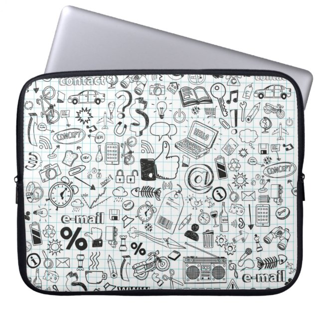 Doodle life laptop sleeve (Voorkant)