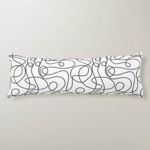Doodle Line Art Patroon Grafiet op wit Lichaamskussen