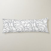 Doodle Line Art Patroon | Grijs op Wit Lichaamskussen (Achterkant)