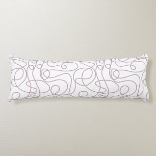 Doodle Line Art Patroon Mauve op wit Lichaamskussen