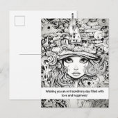 Doodle meisje gezicht Inspiratie Zwart-wit meisje Briefkaart (Voorkant / Achterkant)