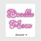 Doodle Mom Pink Heart Pop Art Typography Sticker (Feuille)