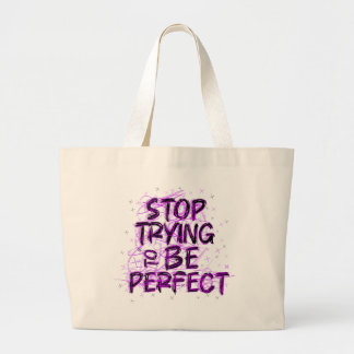 Doodle motivacional: Deja de intentar ser perfecto Grote Tote Bag