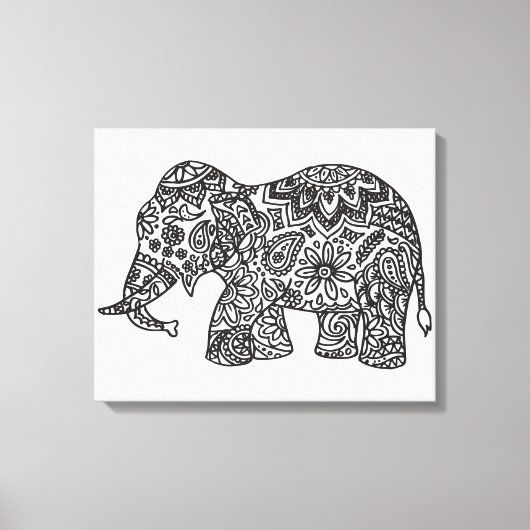 Doodle Olifant 6 Canvas Afdruk (Voorkant)
