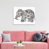 Doodle Olifant 6 Canvas Afdruk (Insitu (Woonkamer))