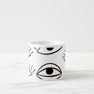 Doodle oog, creatief naadloos patroon. espresso kop