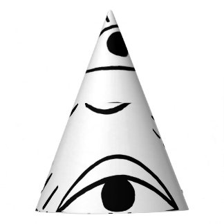 Doodle oog, creatief naadloos patroon. feesthoedjes