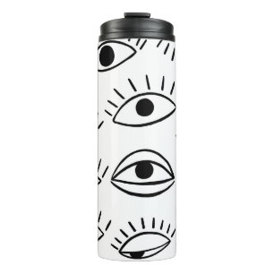 Doodle oog, creatief naadloos patroon. thermosbeker