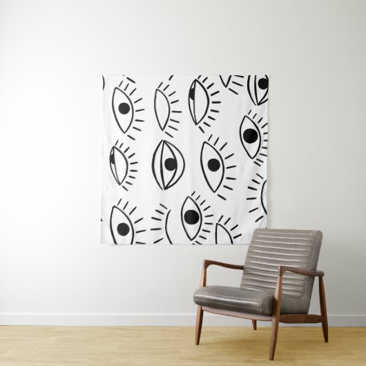 Doodle oog, creatief naadloos patroon. wandkleed (In Situ (horizontaal))