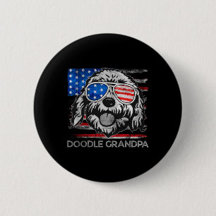 Doodle Opa Vintage Amerikaanse Vlag Hond Grappig D Ronde Button 5,7 Cm