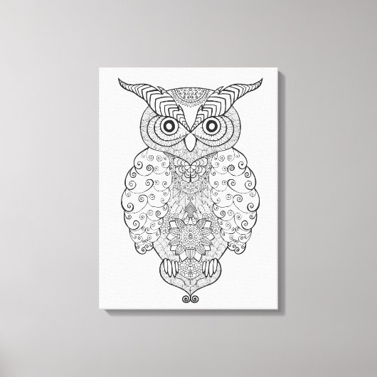 Doodle Owl 6 Canvas Afdruk (Voorkant)