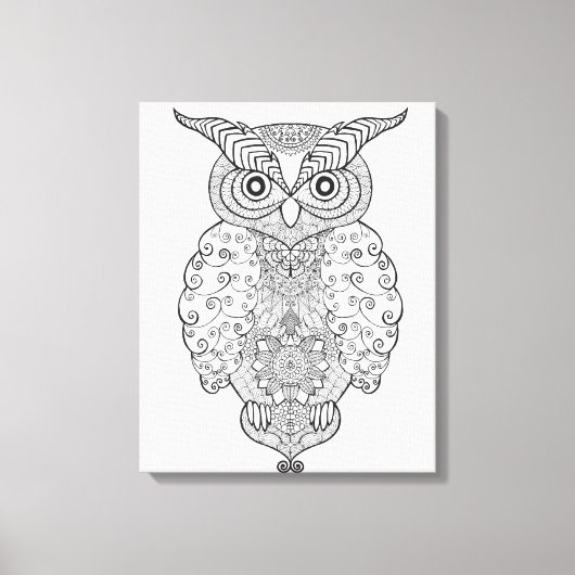 Doodle Owl 6 Canvas Afdruk (Voorkant)