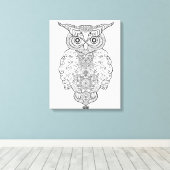 Doodle Owl 6 Canvas Afdruk (Insitu (Houten vloer))