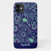 Doodle Paisley Pattern Dark Blue Case-Mate iPhone Case (Achterkant)