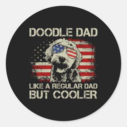 Doodle papa goldendoodle gewone papa maar er ameri ronde sticker (Voorkant)
